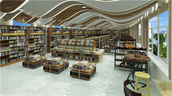 大型書店板式展柜—板式展柜定制案例